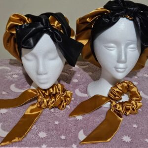 honey gold scrunchies with bonnets