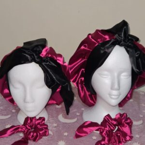 cherry blossom pink scrunchie with bonnet